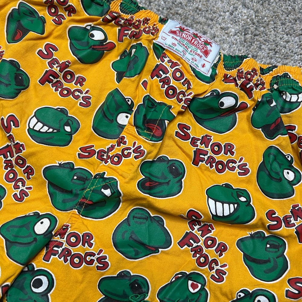 Señor Frog’s Kids Swim/Board Shorts – Yellow Frog Print – Size L